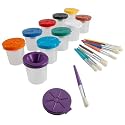 Non-Spill Paint Pots & Brushes Set