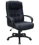 from Home & Leisure Online NEW COW SPLIT LEATHER HIGH BACK OFFICE CHAIR - BLACK Model AH082