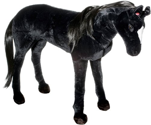 HEUNEC 722279 - Horse Standing Deluxe 80 cm, with Sound Chip - Neighing and Gallop - Black