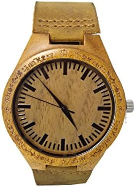 Kahala Handmade Acacia Koa Wood with Hawaiian Petroglyphs and Cowhide Strap Brand - HGW-26AK39