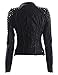 PrettyGuide Power Studded Shoulder Notch Lapel Zip Faux Leather Biker Jacket Coat