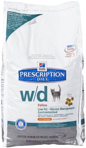 Hill's Prescription Diet w/d Feline Low Fat - Glucose Management Gastrointestinal Chicken Formula - 8.5lb