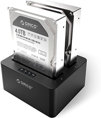 ORICO 6629US3-C USB 3.0 to SATA Dual Bay External Hard Drive Docking Station for 2.5 or 3.5 Inch HDD, SSD with Hard Drive Duplicator/Cloner Function (8TB Support) - Black