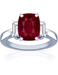 Platinum Cushion Cut Ruby Three Stone Ring (GIA Certificate)