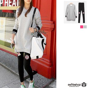 (イイネショップ) eeNeshop リブ 配色 スウェット セット アップ
