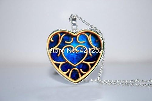 Pretty Lee 2015 Fashion Blue Heart Container Pendant Piece Of Heart Legend Of Zelda Inspired Necklace Glass Photo Cabochon Necklace Christmas gift