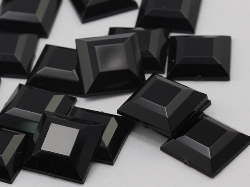 Allstarco 8mm Flat Back Square Acrylic Rhinestones Small Face Gems Body Jewels Card Making Embelishments - 75 Pieces (Black Jet H101)
