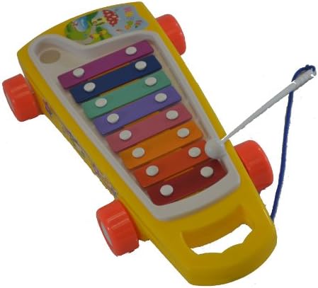 Rolling 8-Note Wheeled Toy Xylophone Playset w/ 8 Notes, Mallet