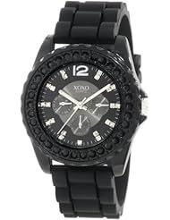 XOXO Womens XO8041 Rhinestone Accent Black Silicone Strap Watch