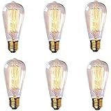 Edison Bulb, NALAKUVARA 60w Filament Long Life Vintage Antique Style Incandescent Clear Glass Light Squirrel Cage Design E26 E27 Medium Base Lamp (6 Pack) for Chandeliers Wall Sconces Pendant Lighting