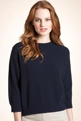 Pure Cashmere 3/4 Sleeve Stitch Boxy Jumper