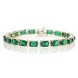 10k Yellow Gold Emerald Cut Created Emerald Bracelet, 7"