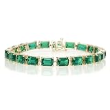 10k Yellow Gold Emerald Cut Lab-Created Emerald Bracelet, 7"
