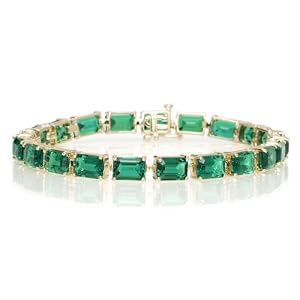 Buy 10k Yellow Gold Emerald Cut Lab-Created Emerald Bracelet, 7 by Amazon.com Collection