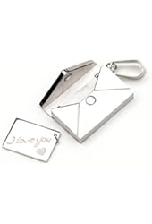 U2U Jewelry Stainless Steel Mini Grooved Clear Cz Envelope With Hidden Engraved Letter Necklace Pendant