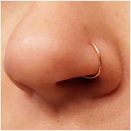 Surgical Steel Thin Small Silver Nose Ring Hoop 0.8mm Cartilage Piercing Stud Rose Gold 6mm
