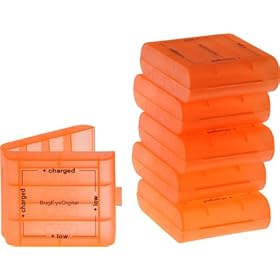 (6 Pack) AA / AAA Bright Orange 4 Cell Battery Case with Charge Reminder Markings