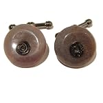 Chalcedony Cufflinks 01 Stone Purple Fashion Donut Crystal Black Spiral Wire