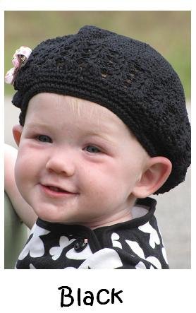 Girls My Little Noggin black crochet beanie kufi hat for baby & toddler
