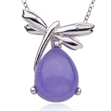 Sterling Silver Purple Quartz and Dragonfly Pendant, 18
