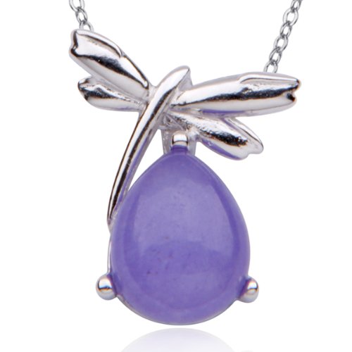 Sterling Silver Purple Quartz and Dragonfly Pendant, 18