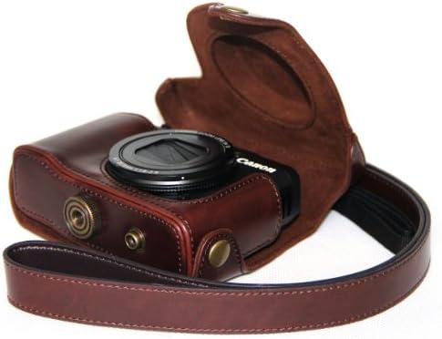 Dengpin Protective Leather (Upgraded version)Camera Case,Bag for Canon PowerShot G16((Dark Brown))