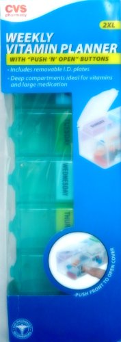 Weekly Pill Planner, 2XL, With Push'N'Open Buttons