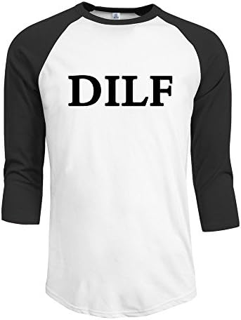 Mens DILF Funny Dad Humor Gift 3/4 Contrast Raglan Sleeve Baseball Tshirt