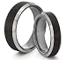 His & Her's 8MM/6MM Tungsten Carbide Black Wedding Band Beveled Ring Set (Available Sizes 4-14 Including Half Sizes)