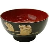 Japanese lacquer rice soup bowl - Crane