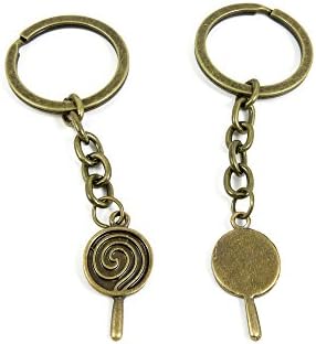 100 Pieces Ancient Bronze Keychain Keyring Key Chain Ring Charms Jewelry Making Handmade U4SR4 Lollipop