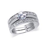 .925SilverRhodiumPlatedBand1/2CTWRoundBrilliantCutClearCZRing