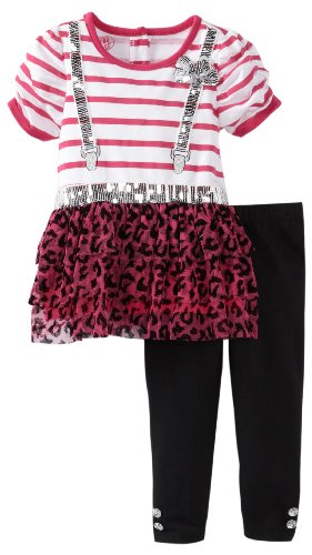 Young Hearts Little Girls' 2 Piece Striped Shirt and Pant