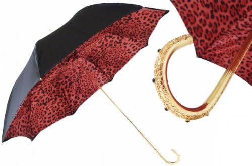 Pasotti Umbrella Leopard Print on Black Umbrella - Limited