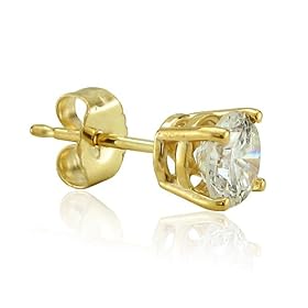 14k Yellow Gold SINGLE Half-Pair Solitaire Diamond Stud Earrings (GH, SI3, 0.30 carat)