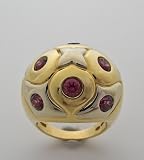 Bulgari 18k Two Tone Gold Rhodolite Garnet Estate Ring