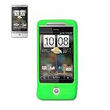 New Fashionable Perfect Fit Soft Silicon Gel Protector Skin Cover (Faceplate/Snap On) Rubber Cell Phone Case with Screen Protector for HTC HERO GOOGLE 3 Asia Canada Europe GSM Version - GREEN
