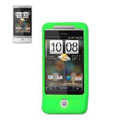 New Fashionable Perfect Fit Soft Silicon Gel Protector Skin Cover (Faceplate/Snap On) Rubber Cell Phone Case with Screen Protector for HTC HERO GOOGLE 3 Asia Canada Europe GSM Version - GREEN
