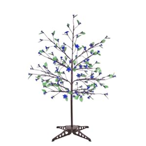 Exhart Blue LED Tree with 90 LEDs and Leaves