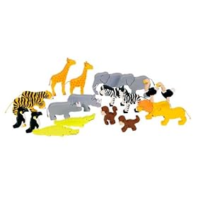 Wild Animals, suitable for Noah's Ark - 20 wooden pieces