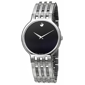 Movado Men's Esperanza Stainless Steel Bracelet Black Dial Watch #0606071