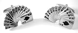 Silver Playing Card Game Deck Hand Cufflinks