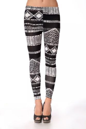 Amour - New Sexy Zebra Animal Print Stretchy Leggings Tights Pants Clubwear One Size (One Regular Size, Aztec-Black)
