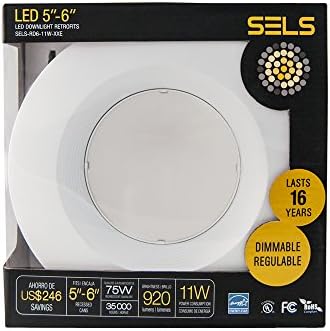 SELS LED, 11W, 5-6in Dimmable LED Recessed Ligting Fixture, LED downlight, Daylight, 5000k, High Performance, UL Certified, Energy Star Certified.