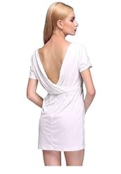 Round Neck Cotton Shirred Open-Back Shift Cap Sleeves Club Dress/Party Dress 