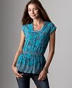DKNY Jeans Cap Sleeve Mixed Print Top