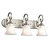 Kichler Lighting 45055NI Monroe 3-Light Vanity Fixture, Brushed Nickel Finish with Satin Etched Glass