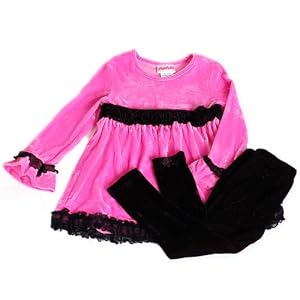 Flapdoodles Toddler Little Girls Pink Velvet Ruffle Outfit Girl 2T-10