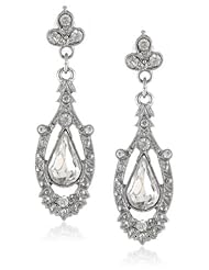 Downton Abbey "Stardust Boxed" Edwardian Pave Crystal Pearshape Drop Earrings