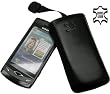 Original Suncase Leder Etui Tasche speziell fuer Samsung GT S8500 / S-8500 / Wave / Lasche mit Rueckzugfunktion / Schwarz